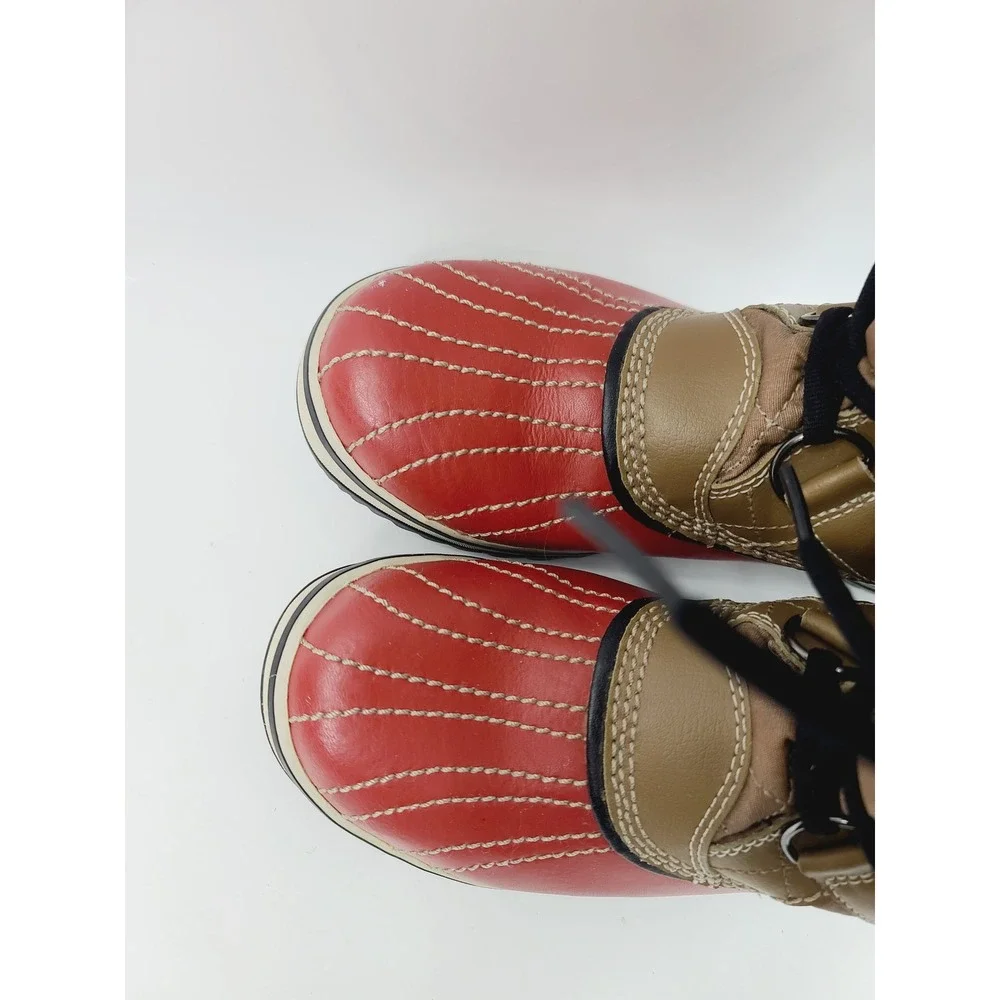 Sorel Insulated Faux Fur Lace-Up Snow Winter Boots Women's Size 7 Brown‎ Red.
